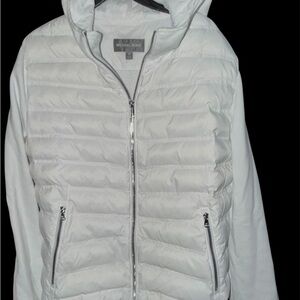 Michael Kors Women's White Hooded thin puff Jacket